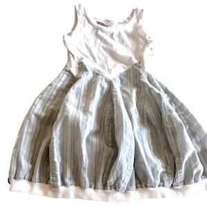 Lottum Girls White Gray Summer Sleeveless dress size 3-4